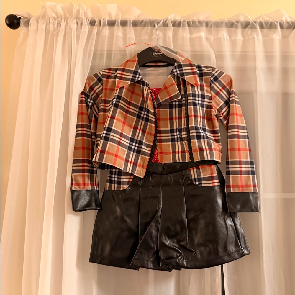 Revolution Red Sequin and Plaid Ensemble